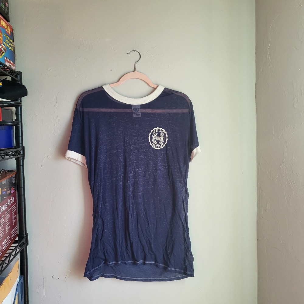PINK Victoria's Secret Cobalt Ringer Tee